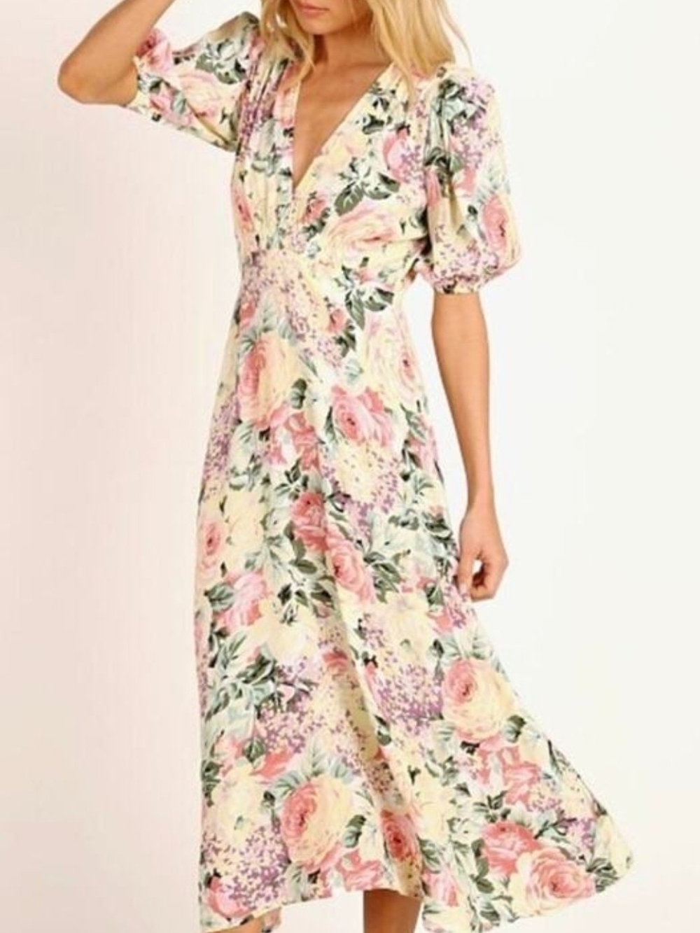 Anthropologie Faithfull The Brand Vittoria Dress Size 6 Medium Floral Midi NWT